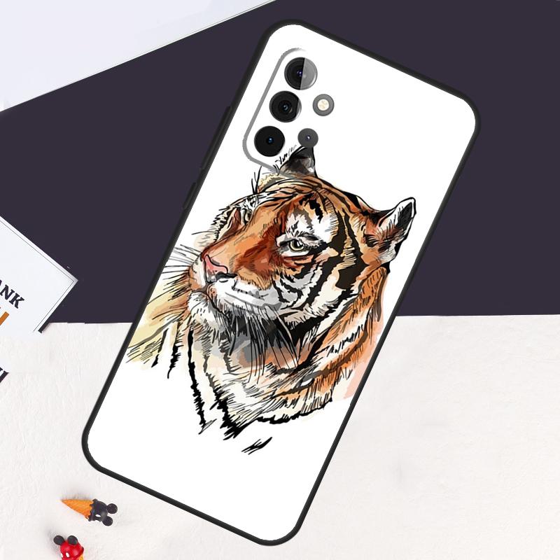 Lion Tiger Face Case For Samsung Galaxy A05 A06 A26 A16 A56 A36 A22 A32 A52 A54 A34 A14 A55 A15 A53 A33 A35