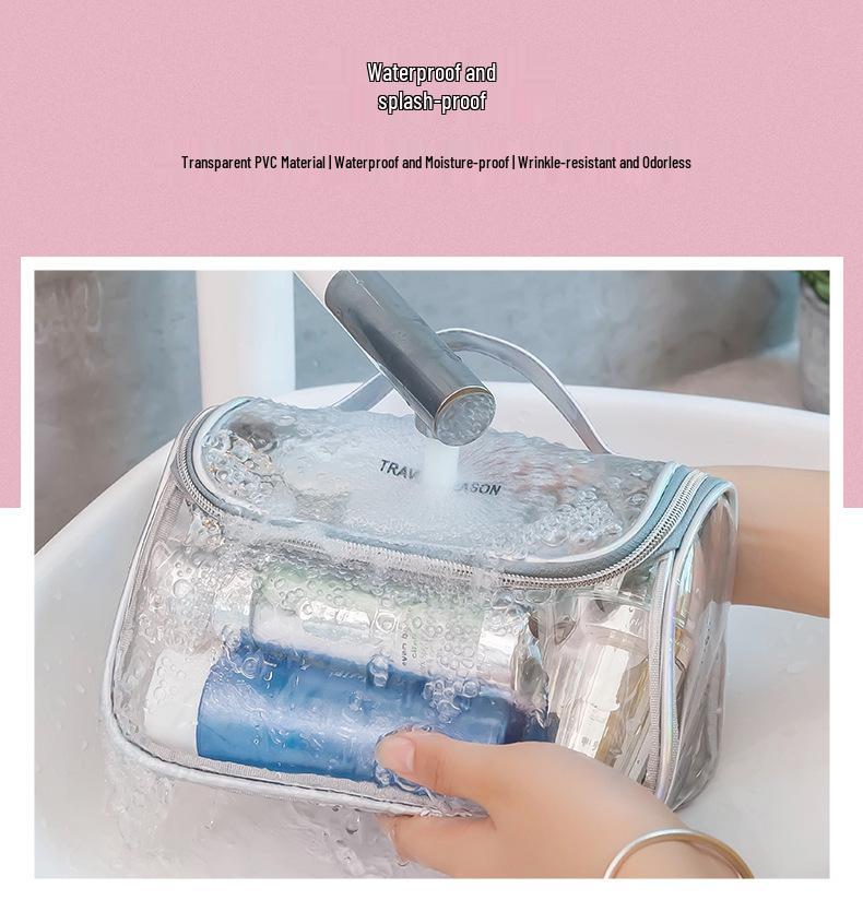 Trousse de toilette et de maquillage étanche en toile PVC grande capacité pour le voyage