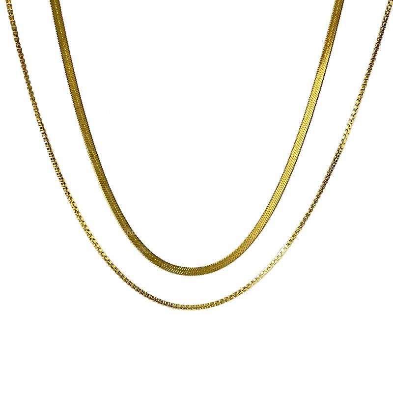 IF ME Layered Gold Snake Bone Chain Necklace for Women Simple Ins Vintage Collar Chain Choker Accessories
