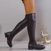 2025 Women's Retro Square Toe Over-the-Knee Boots: High-Calf, Chunky Heel, Slimming Thigh-High Knight Style for Men and Women.