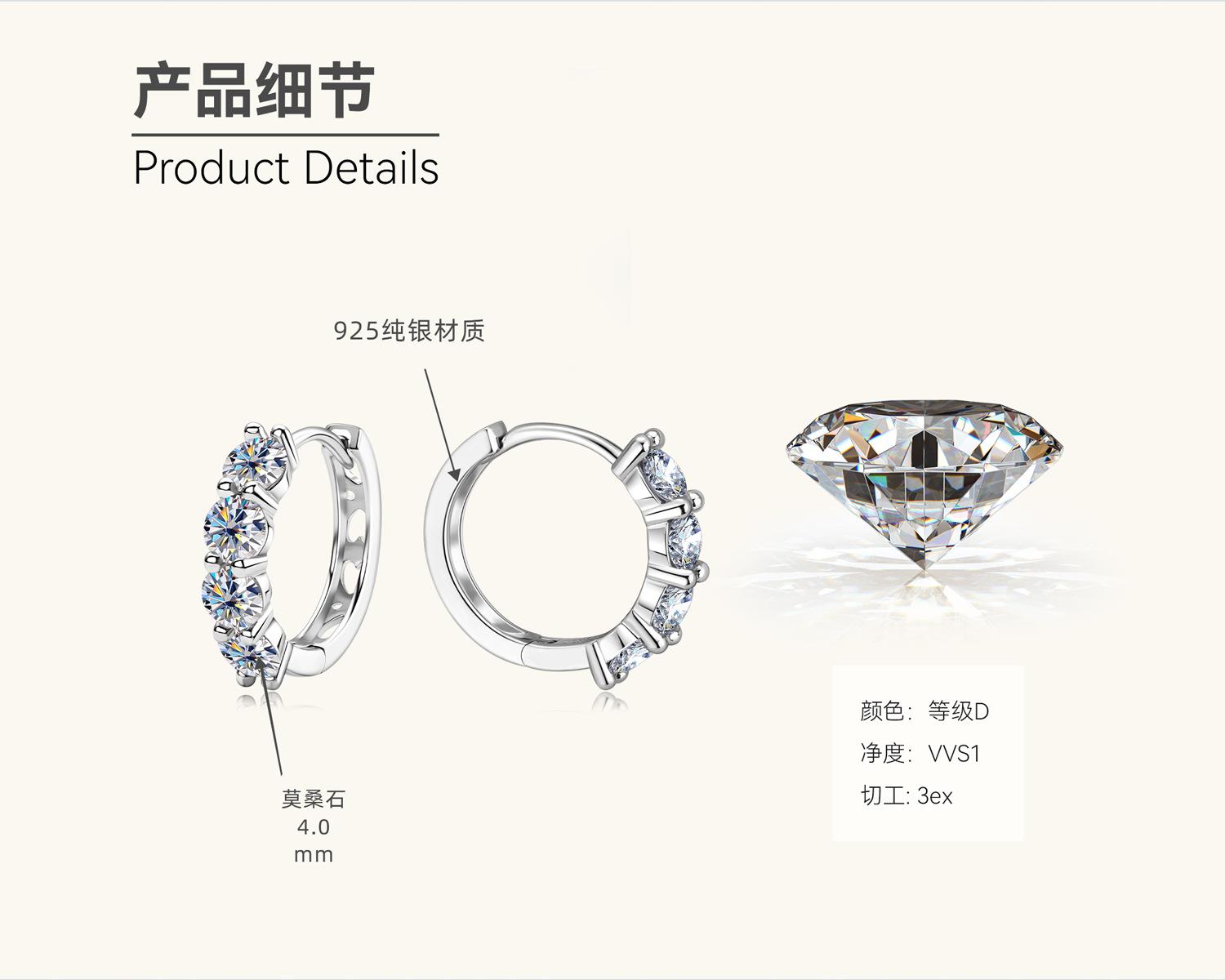 

Серебряные гламурные серьги-пусеты в стиле легкой роскоши в форме сердца с муассанитами для женщин, аксессуары для ушей из стерлингового серебра S925 1.2 carats+1.2 carats белый