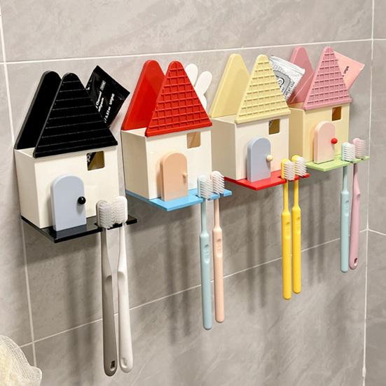 Toothbrush Holder Wall Mounted Storage Rack Double Slot Design Keeps Toothbrush Dry Bathroom Organizer