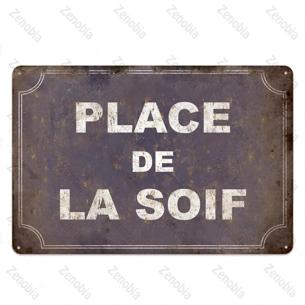 Place Des Aperos Plaque Metall Vintage Französisch Retro Metall Zinn Zeichen Bar Pub Club Wand Dekor Eisen Malerei Dekorative platte
