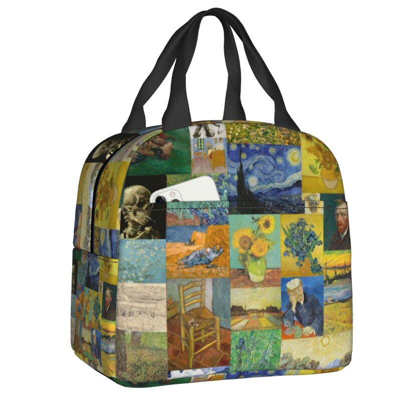 Individuelle Vase mit zwölf Sonnenblumen Lunchtasche Vincent van Gogh Gemälde Kühlbox Thermisch isolierte Lunchboxen für Erwachsene Büro