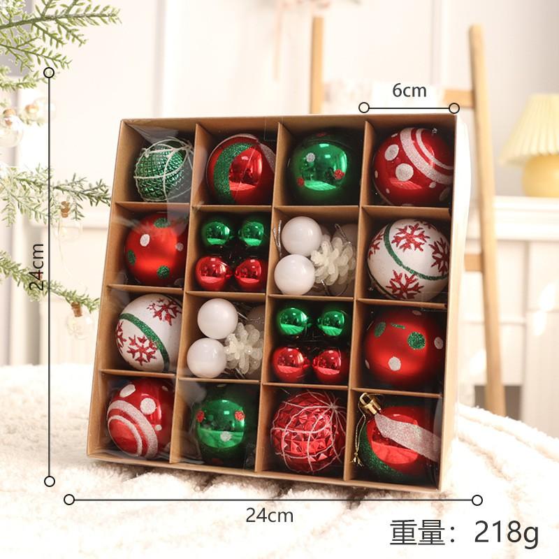 Christmas Ornament Set With Red Green Gray Baubles 6cm 3cm Hanging Decor Tree Home Festive Party Decoration