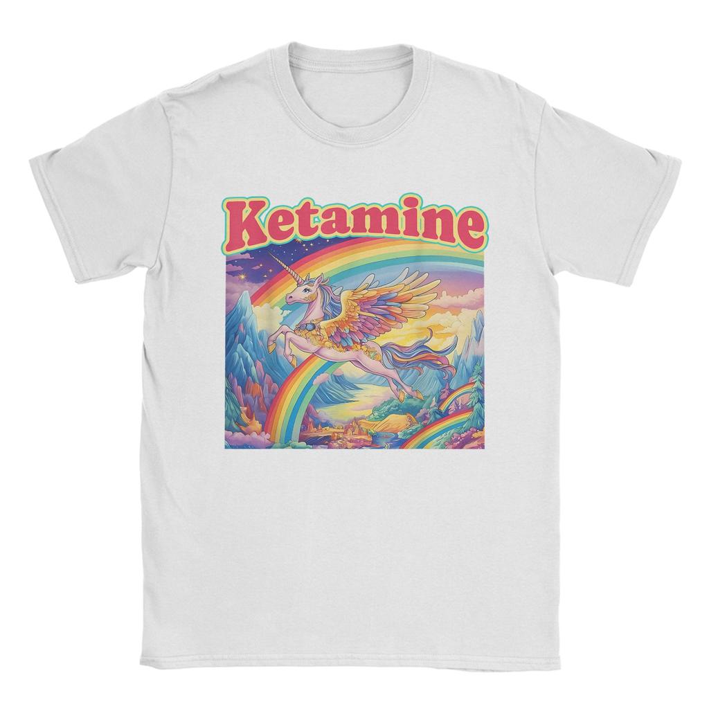 Funny Ketamine Horse Unicorn Emergency Rainbow 100 Cotton T Shirt For Men Summer TShirts Breathable Tee Shirt Oversize Clothing