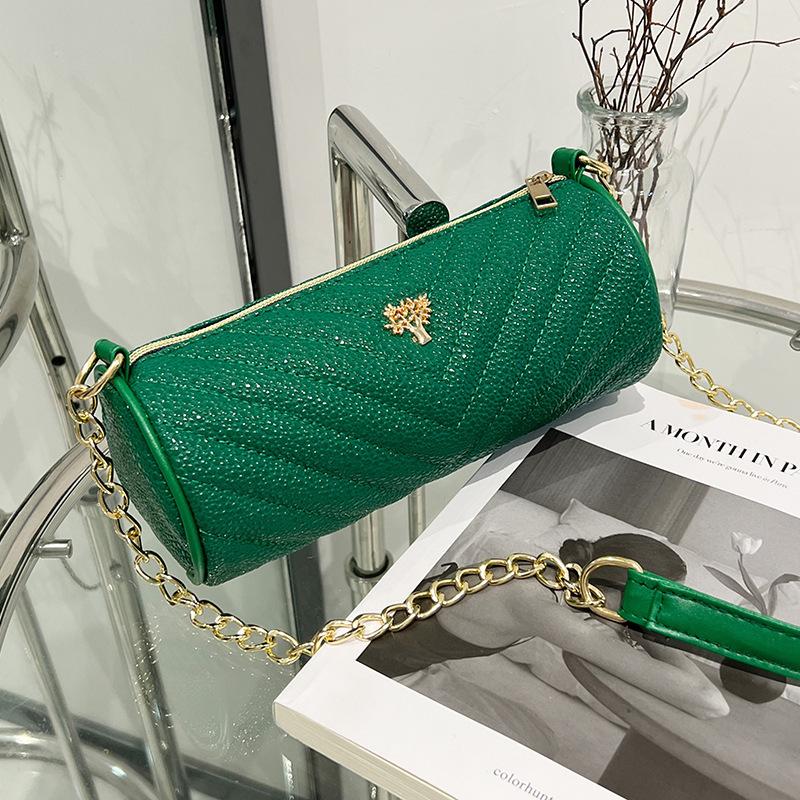 

Cylinder bag women s bag fashion new simple women s bag niche design embroidered bag зелёный