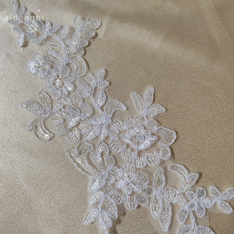 Embroidery On Float Bone Lace Flower Handmade Diy Bridal Jewelry Lace Accessories Wedding Dress Material Multi-Color Flower Stickers
