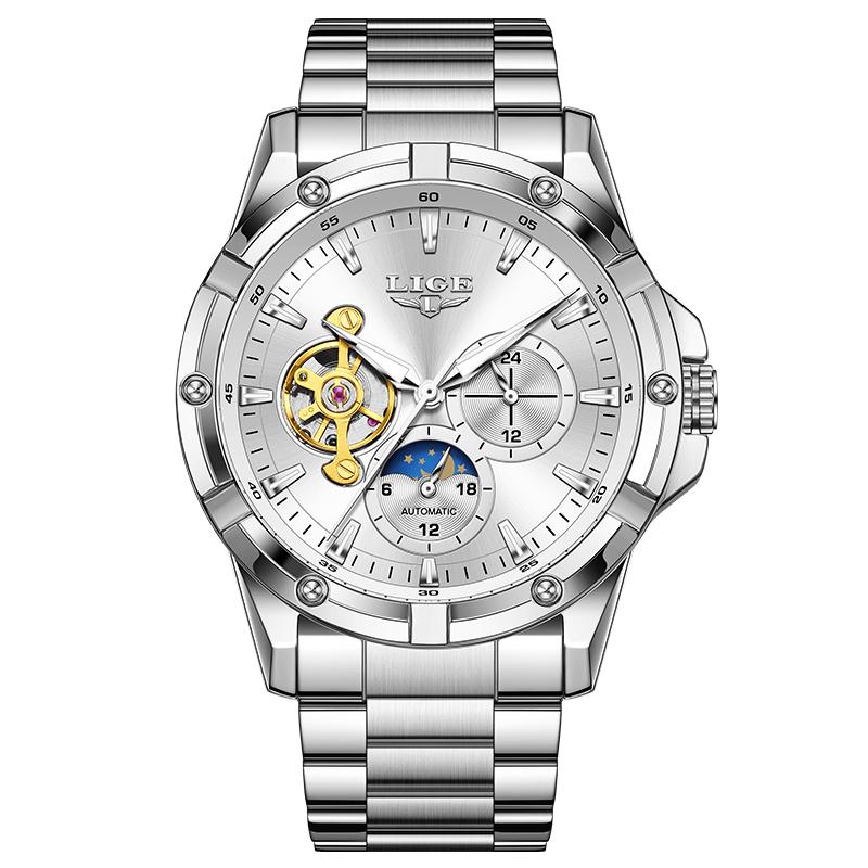LIGE New Tourbillon Automatic Watches For Men Fashion Business Watch Men Luxury Sports Waterproof Men's Mechanical Watch