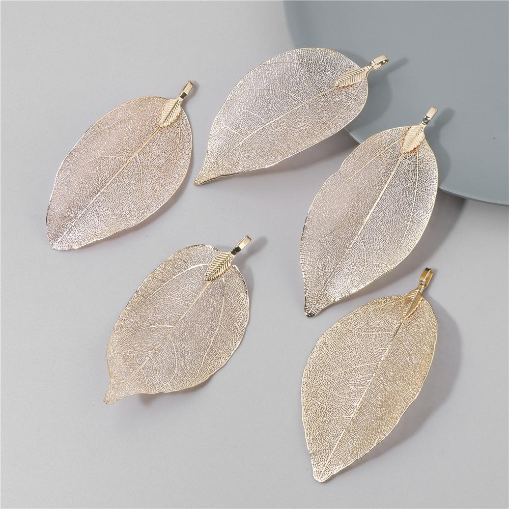 5pcs Fashion New Leaves Metal Pendants Unique Sweater Leaf Vein Pendant DIY Necklace Earring Accessory Fine Jewelry Handmade