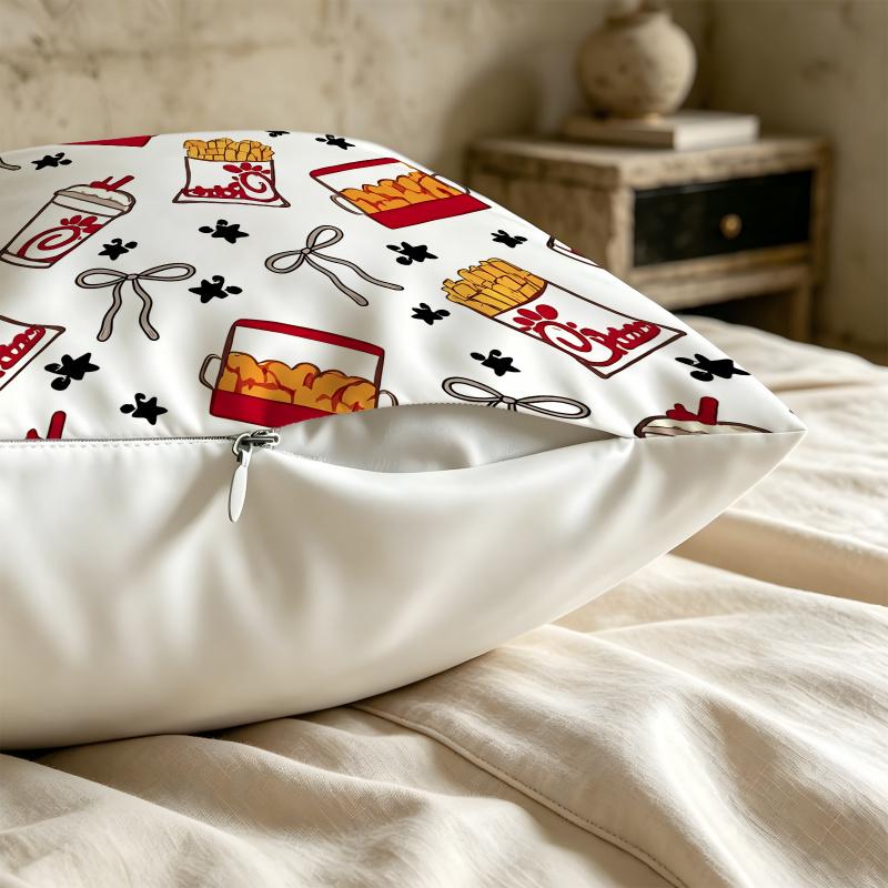 Fried Chicken Print Throw Pillow, 18.18Inch Cute Fast Food Cushion, Soft Polyester For Sofa/Bed/Car, Perfect Gift For Food Fans