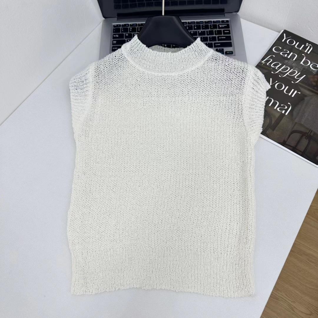 

Summer Women s Hollow Knitted T-shirt Slim Short Sleeved Stylish and Unique Bottom Top S білий