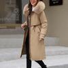 Koreanischer Stil Damen Mittellange Baumwolljacke Hoodie Passform Damenjacken Winter Mittellang Büro Baumwollmäntel Warme Fleece Parkas