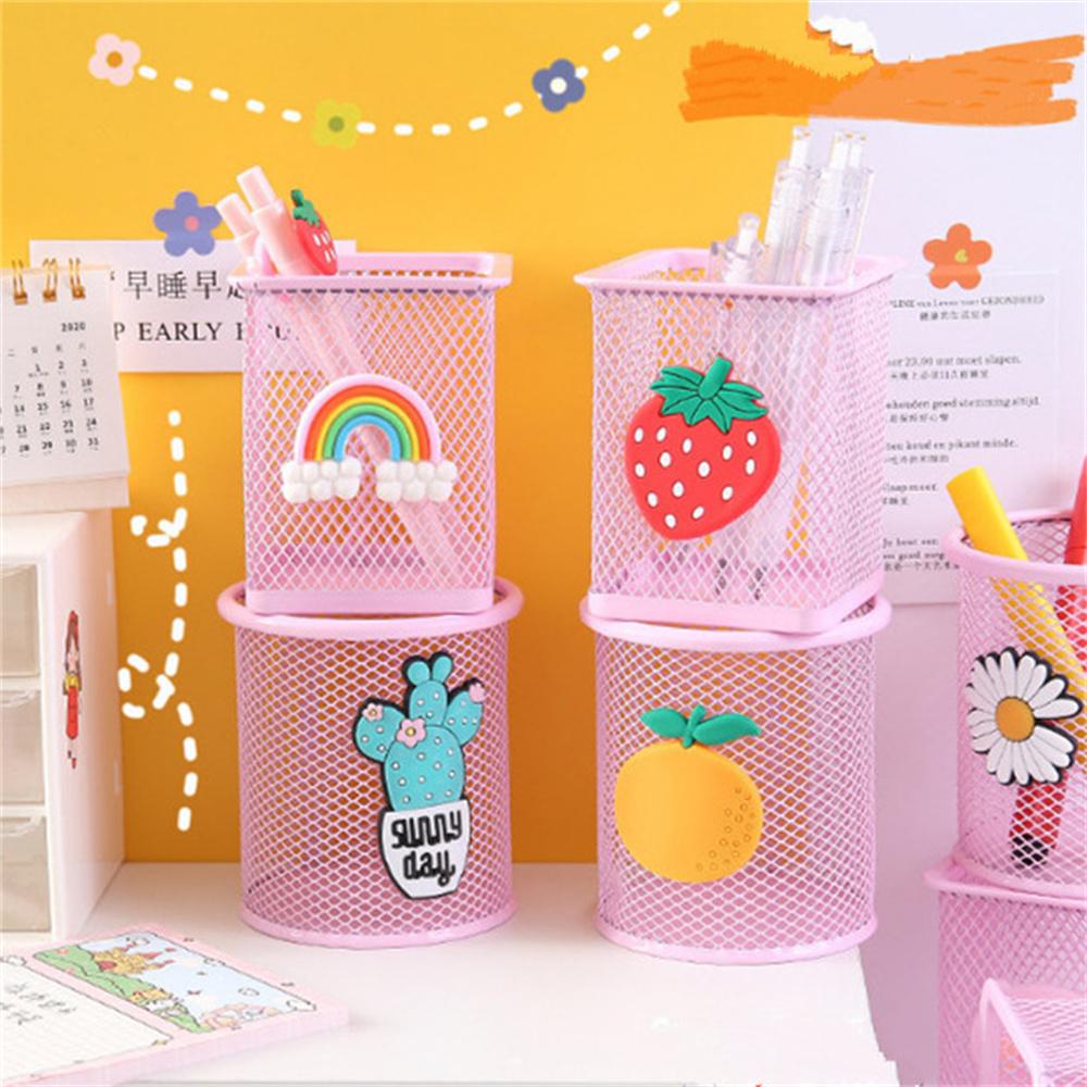 1 stücke Kawaii Rosa Dinosaurier Eisen Stift Halter Cartoon Nette Student Büro Organizer Bleistift Container Lagerung Box Desktop Dekoration