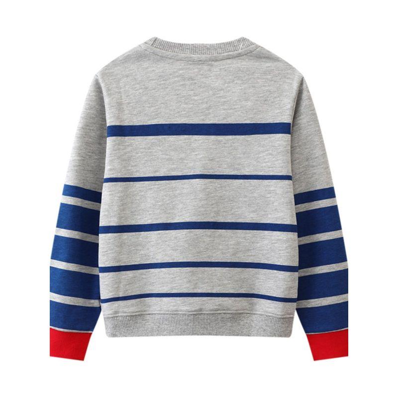 Autumn and Winter Boys' Sweatshirt, Children's Gray Dinosaur Cartoon Pullover Top, Baby Casual Round Neck Pure Cotton Base Shirt, Trendy