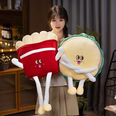 Cartoon Simulation Burger Fries Pillow Plush Toys Children's Bed Sleeping Dolls Dolls Men and Women Gifts