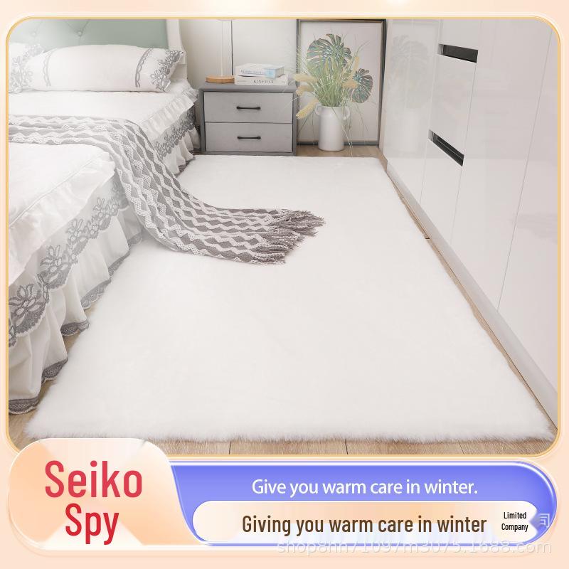 Faux Rabbit Fur Plush Mat: Versatile Floor, Bedside, or Window Sill Carpet with Short Pile.