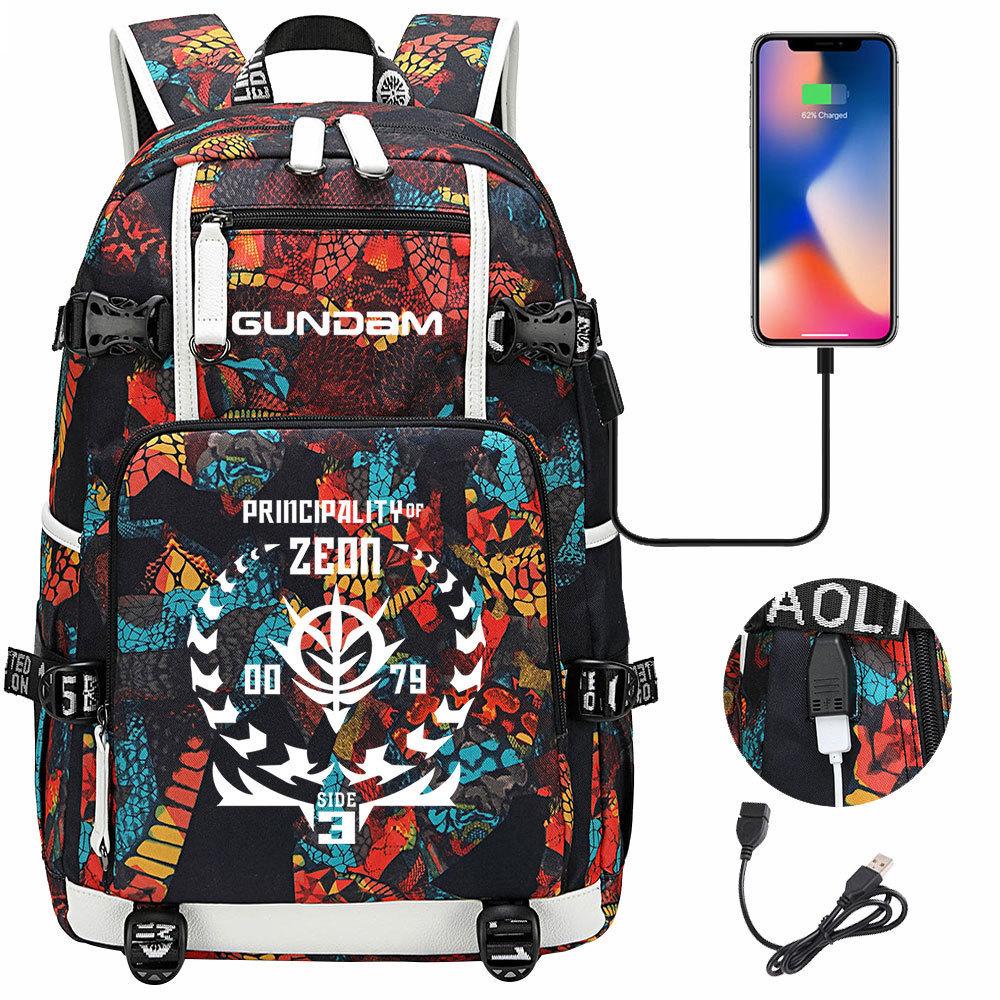 Nuovo Zaino Scolastico Stampato Mobile Suit Gundam per Studenti Adolescenti Uomo Donna Zaino da Viaggio Grande Capacità per il Tempo Libero