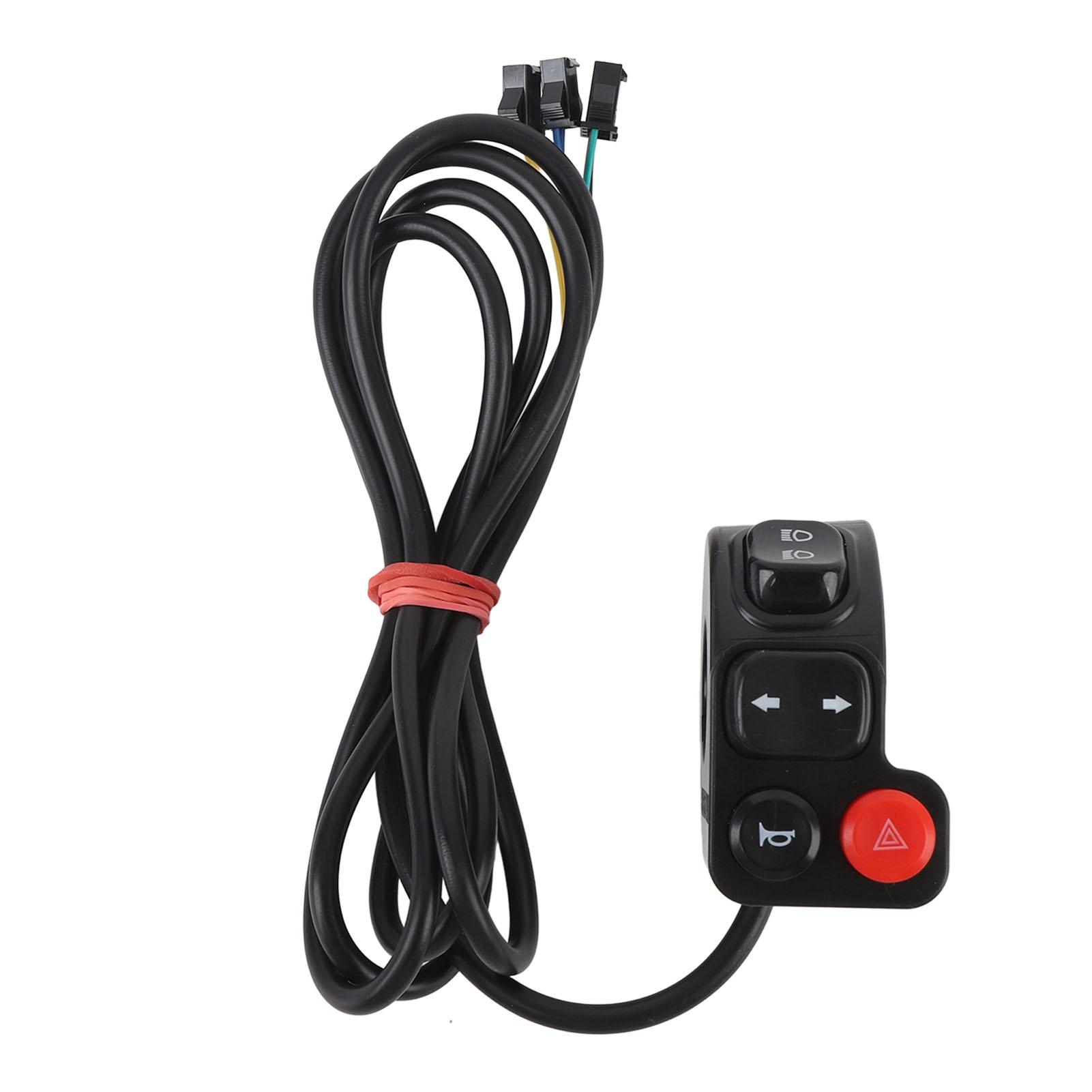 

Переключатель на руль мотоцикла 4 в 1, переключатель фары, сигнала, поворотников, кабель 4,92 фута для электровелосипеда, скутера