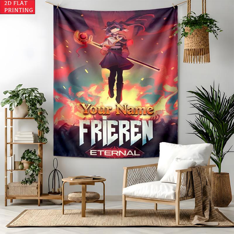 Frieren Custom Name Tapestry Personalized Wall Art Hanging Bohemian Home Decor for Bedroom Dorm Living Room