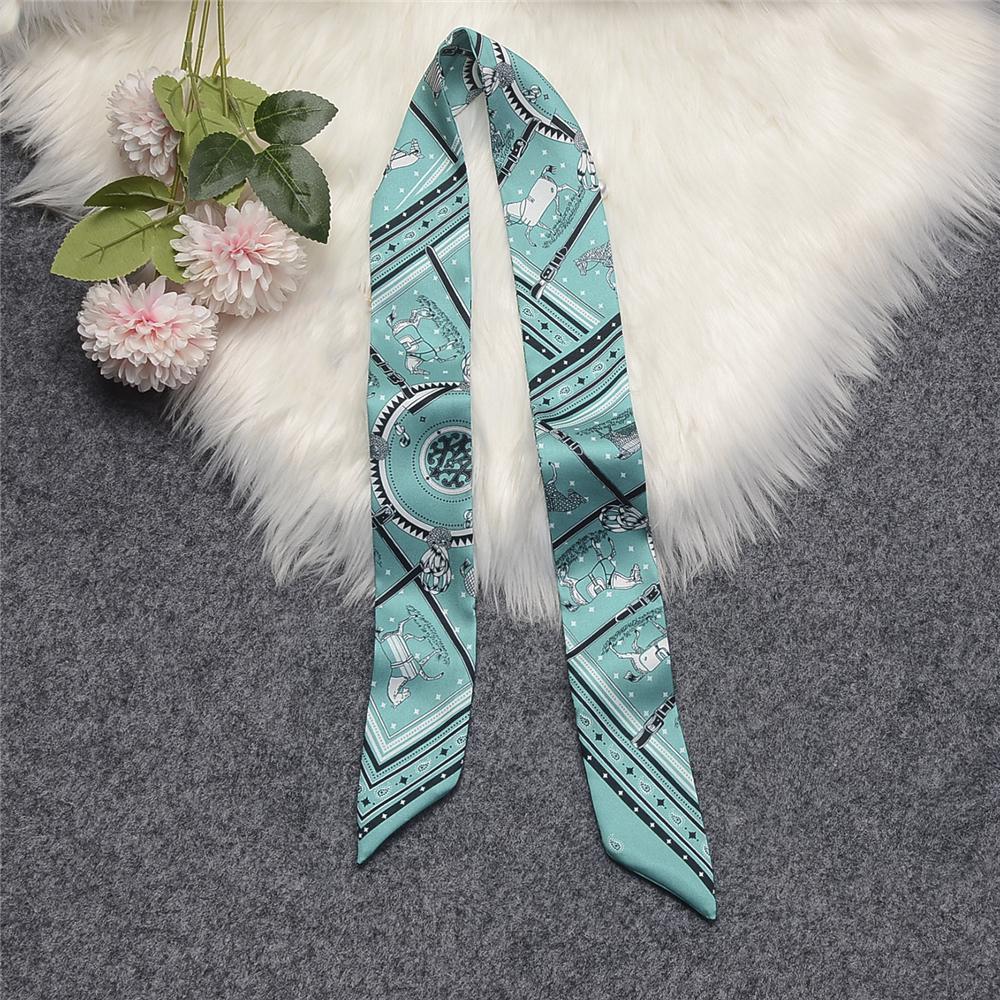 Luxury Horse Cloak Brand Scarf Fashion Design 100% Silk Scarf Women Headwear Skinny Bag Hair Scarves Neckerchief