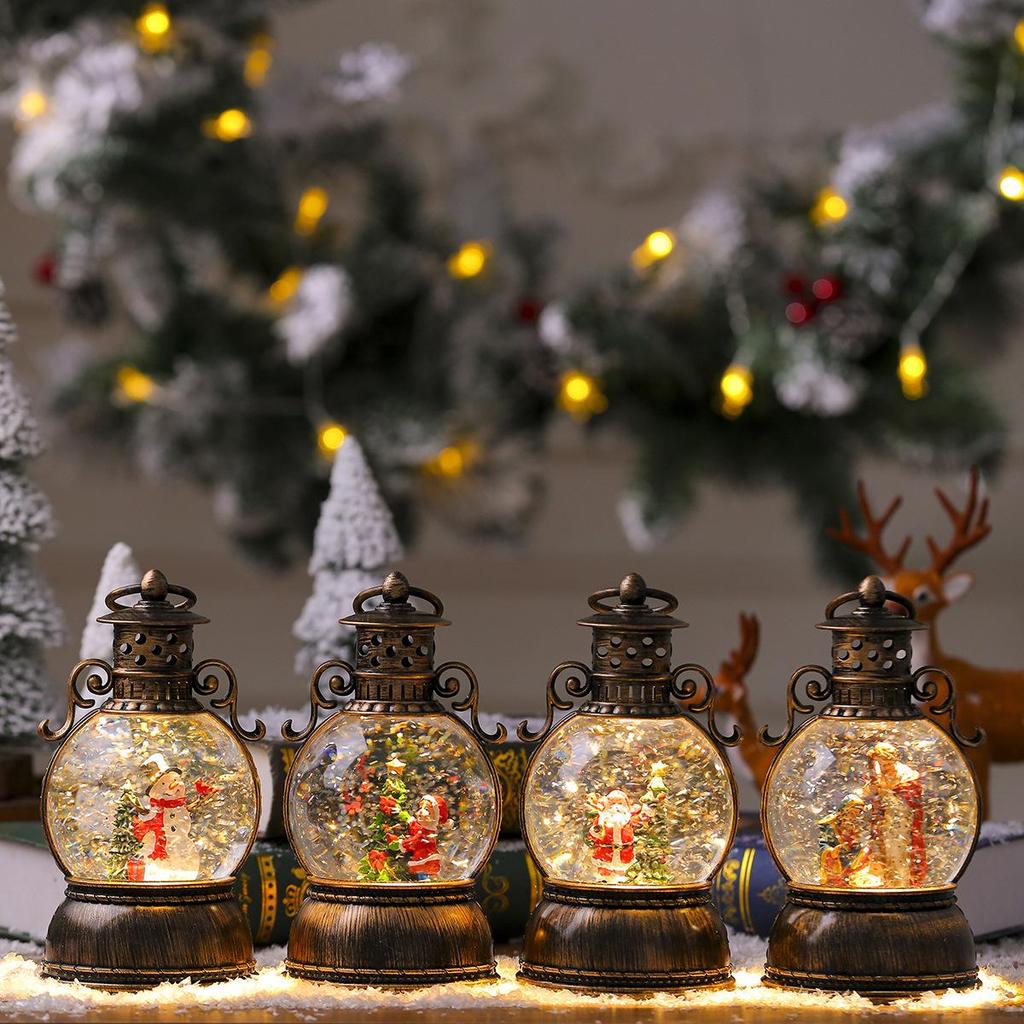 USB Concert Snow Globe Christmas Ornament - Luminous Resin Lantern with Golden Horse