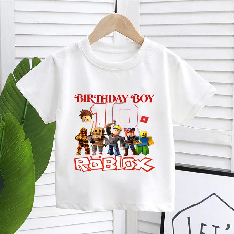 New Roblox Children T Shirts Cartoon Birthday Number Graphic T-shirts Boys Girls Casual Short Sleeves Tops Summer Kids Clothing