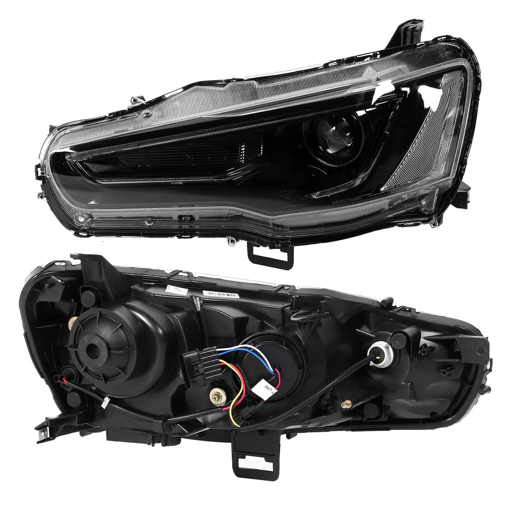 LED Dual Beam Projector Dynamic Headlights Blackout Fit for LancerEvo X 2008?2017 LHD
