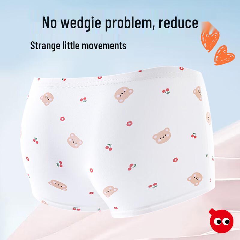 Hongdou Girls' Pure Cotton Antibacterial Boxer Briefs