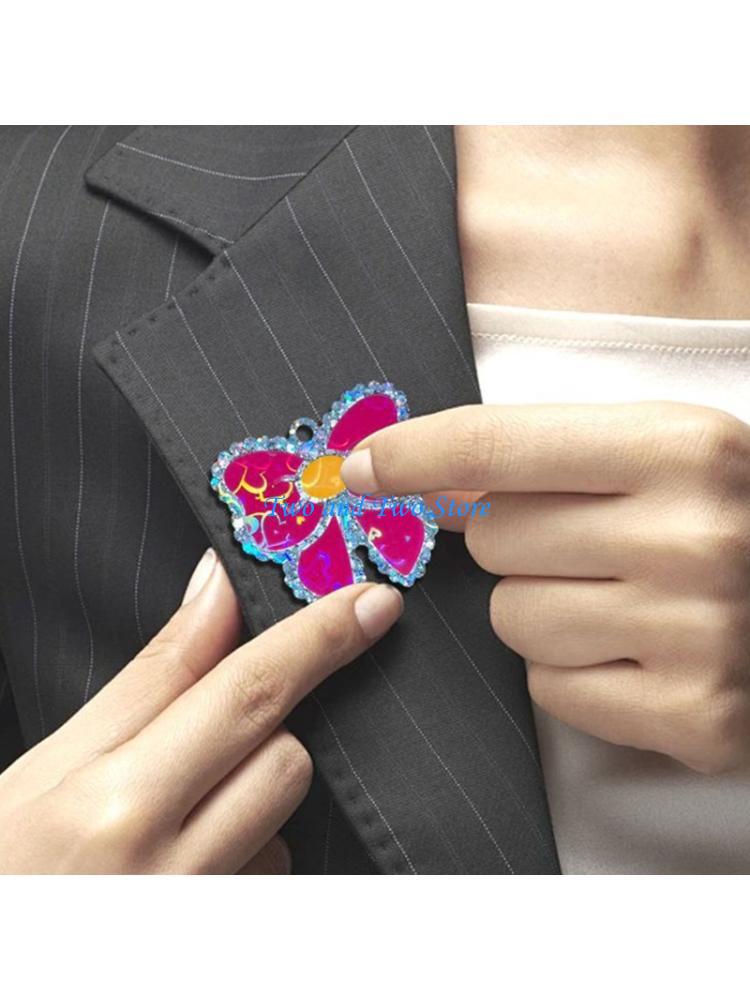 HX6F Silicone Mould For Bowknot Pendant Badge Holographics Resin Jewelry Making CN
