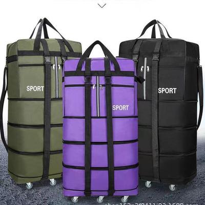 Neperšlampamas sulankstomas bagažo krepšys su ratukais: 158 l talpa, ištraukiama rankena