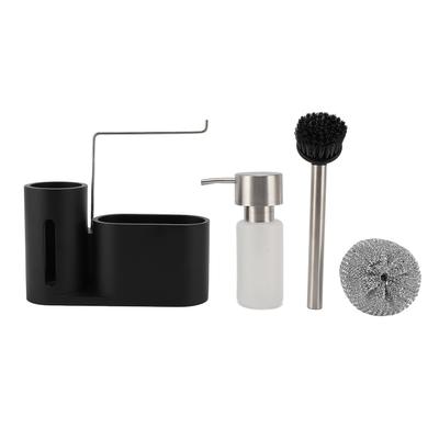 Dish Soap Dispenser Set of 3Pcs Dishwashing Liquid Ball Brush Storage Rack Kitchen Sink Sundries