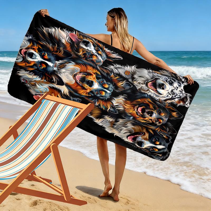 Pitbull Yorkshire Print Beach Towel, Large Soft Quick Dry Towel for Beach Camping Swimming