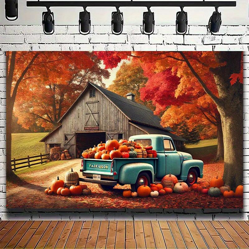 2D plane 1 piece of vintage autumn harvest truck background suitable for home office and outdoor use