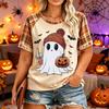 Tricou casual pentru femei, mărimi mari, cu mânecă scurtă, gât rotund, cu imprimeu de Halloween