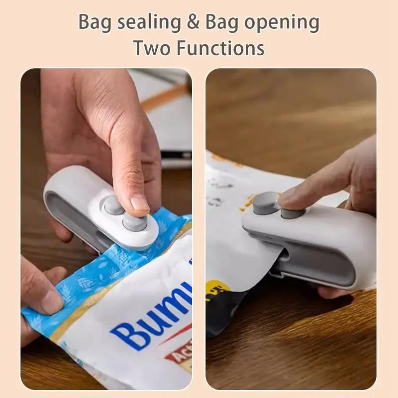 1/2pcs Portable Mini Heat Bag Sealing Machine for Snacks Home Use Rechargeable Sealer Vacuum Sealer Plastic Bag Heat Sealer Clip