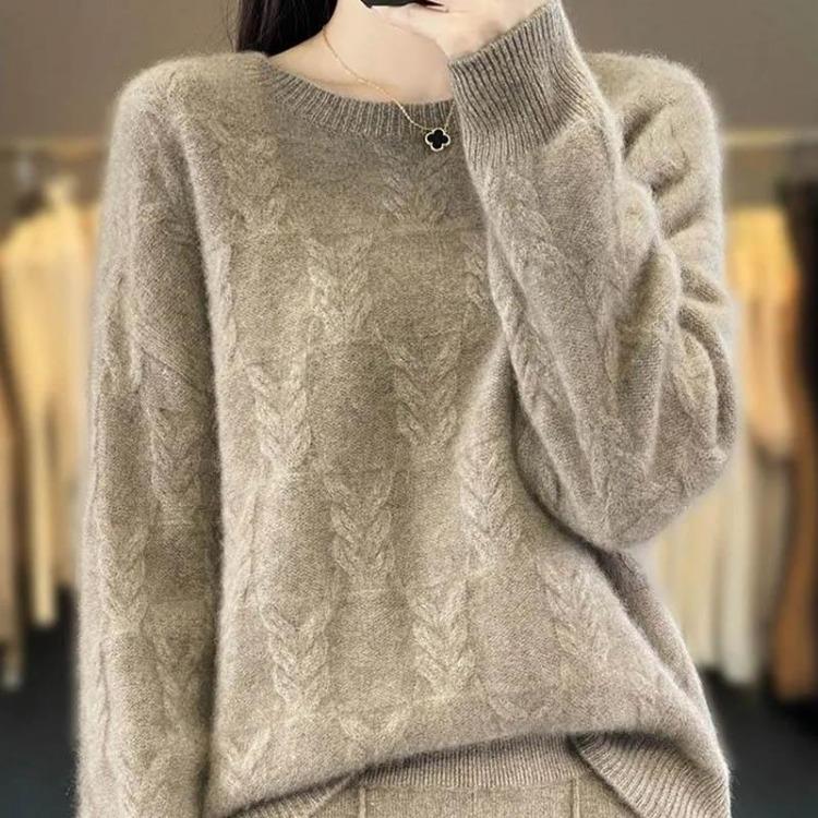 

Warm Knitted Sweater for Women Oversize Pullover Thickened Winter Tops Stretchy Long Sleeve Autumn Jumper XXXXL кавовий