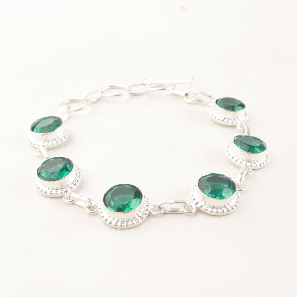 Chrome Diopside Gemstone 925 Sterling Silver Jewelry Handmade Chain Bracelet 9" RB-9-9