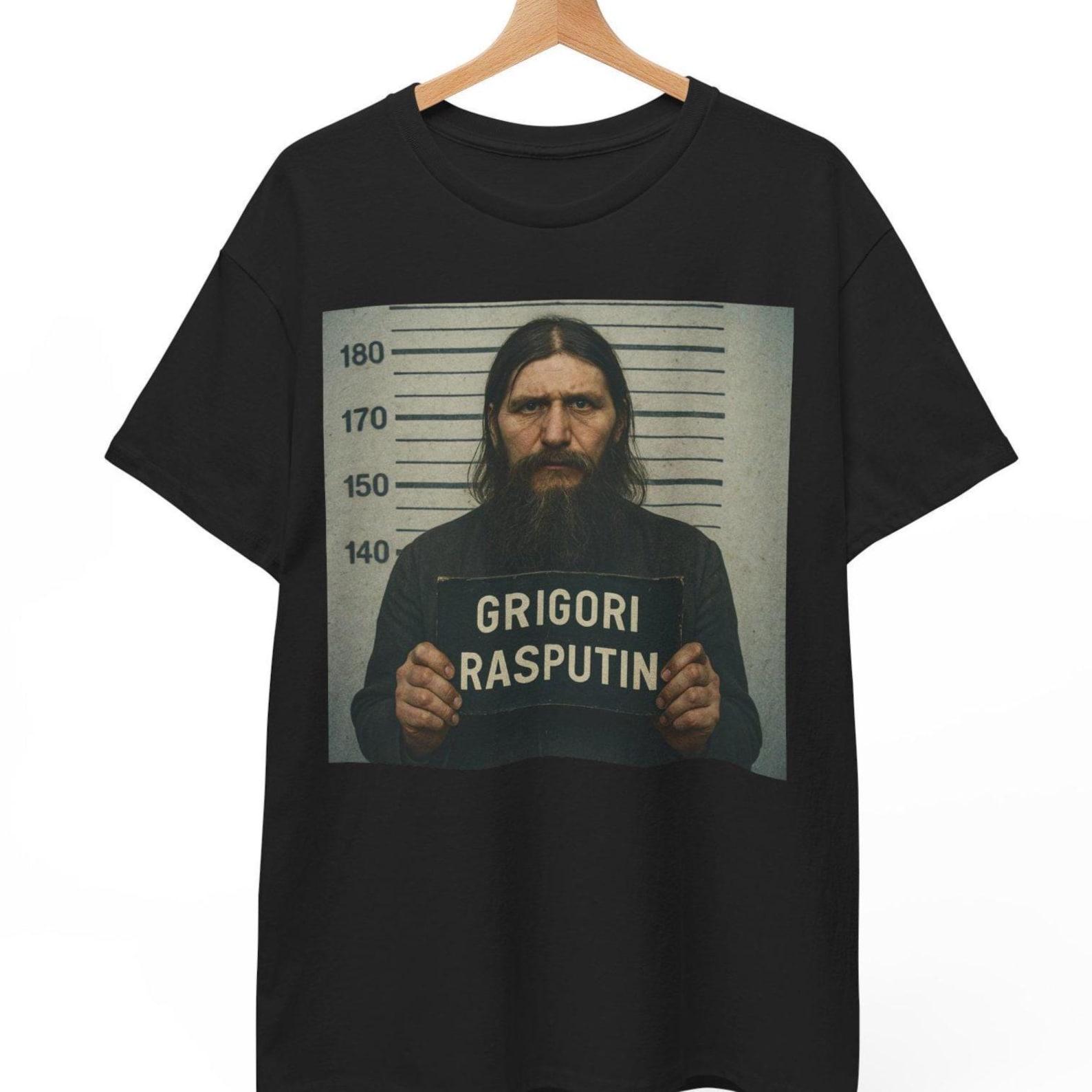 Grigori Rasputin Mugshot Unisex T-Shirt | Vintage Russian History Graphic Tee | Dark Aesthetic Shirt Gift for Him Her | Gothic Streetwear 3XL