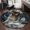 Witch Flying Through Starry Sky Round Carpet Chair Cushion Round Entryway Rug, Soft Round Rugs for Living Room, Bedroom, Circle Carpet Decor Gifts
