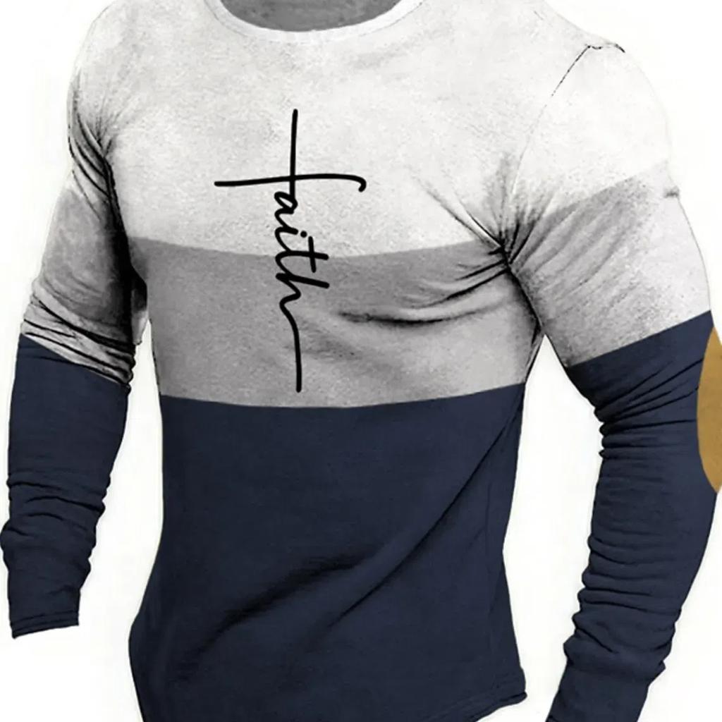 Men's Fashion Designer Casual Men's Cross Line 3D Printed T-Shirt Retro Set Simple Modern Street Run Fitness Sports Long Sleeve