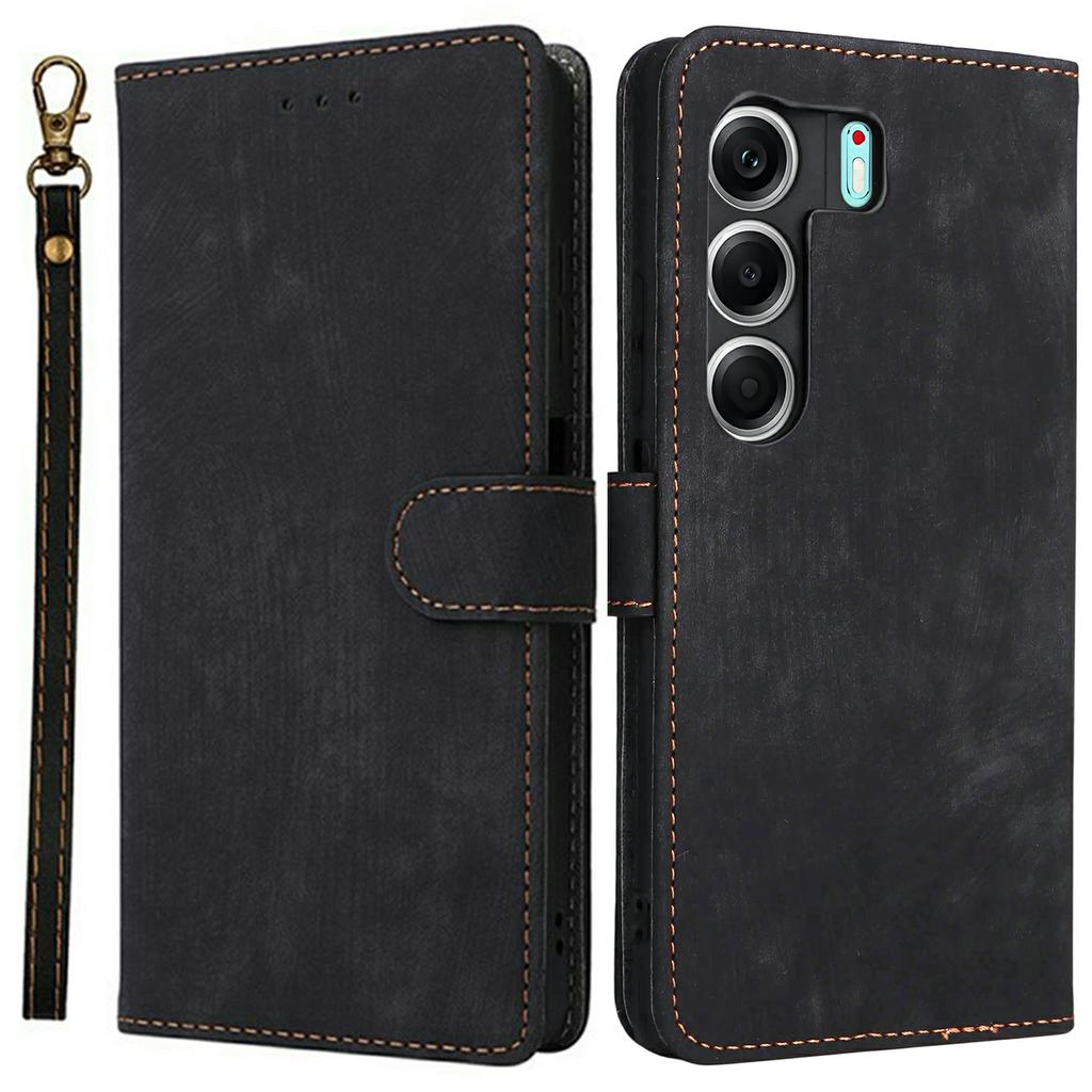 For TECNO Camon 40 4G CM5 Case Wallet RFID Blocking PU Leather Cover Stand with Strap