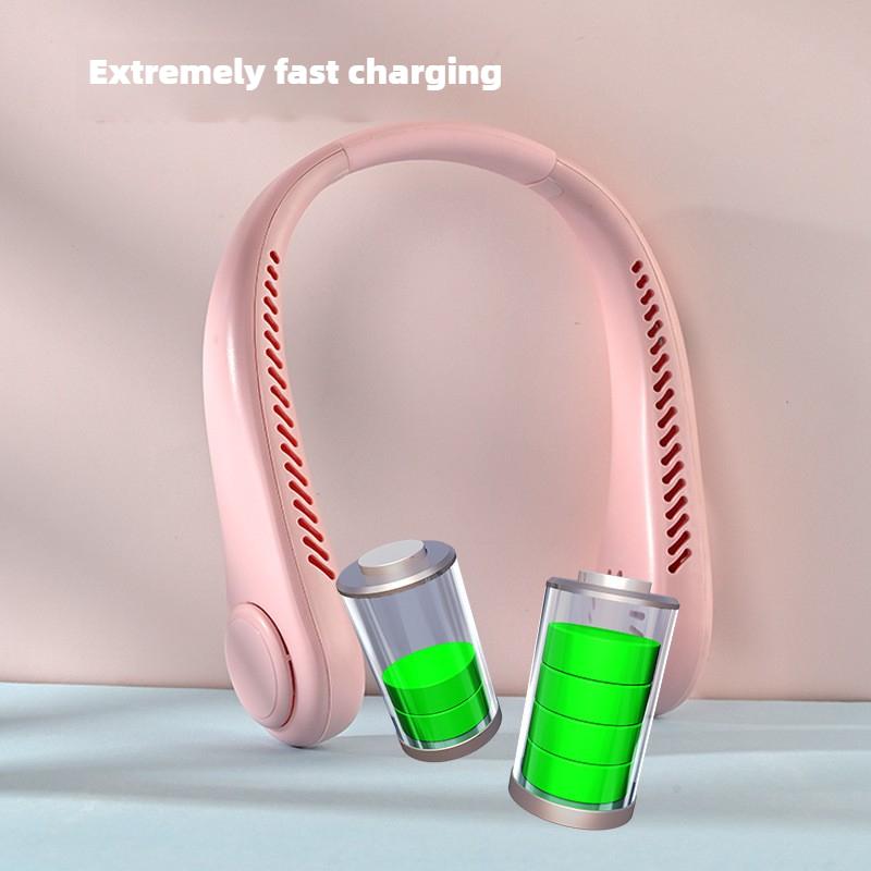 Portable charging digital display neck fan silent USB portable bladeless neck hanging lazy neck fan