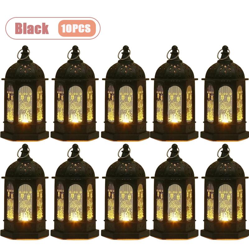 1-10PCS 2026 Ramadan Vintage Castle Lantern Middle Eastern Handheld Light Electronic Candle Decorative Ornament