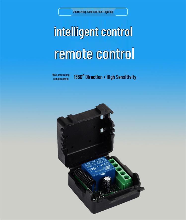 DC12V Remote Control Switch for Car Horn, Electric Lock: 10A Learning Code Receiver, Single Channel, Momentary Control.