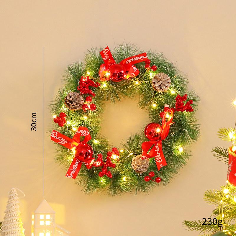 LED Christmas Wreath with PVC Pine Cones – Elegant Hanging Holiday Decoration for Windows