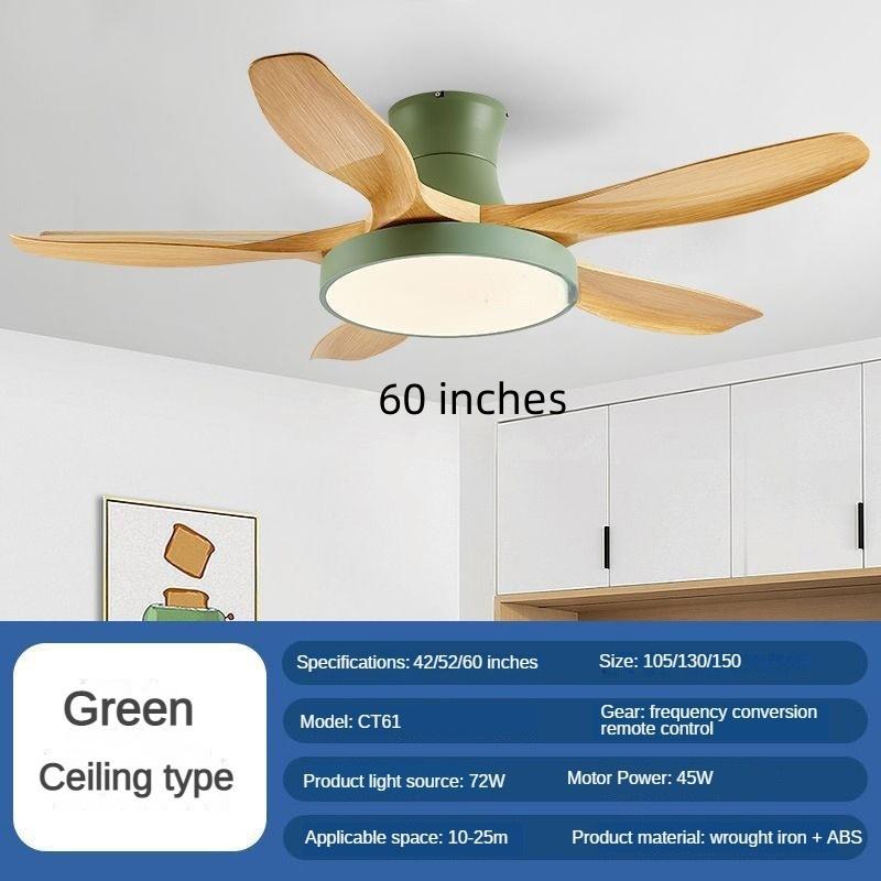 42/52/60-inch Full Spectrum Restaurant Fan Light Variable Frequency Household LED Electric Ceiling Fan Light Nordic Big Five Leaf Ceiling Fan Lamp