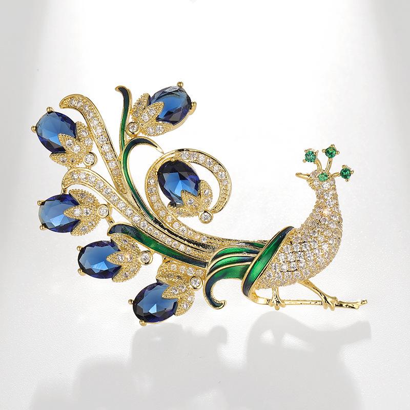 Bo Xin Yun Luxury Peacock Brooch: High-Grade Enamel Phoenix Corsage Pin for Women