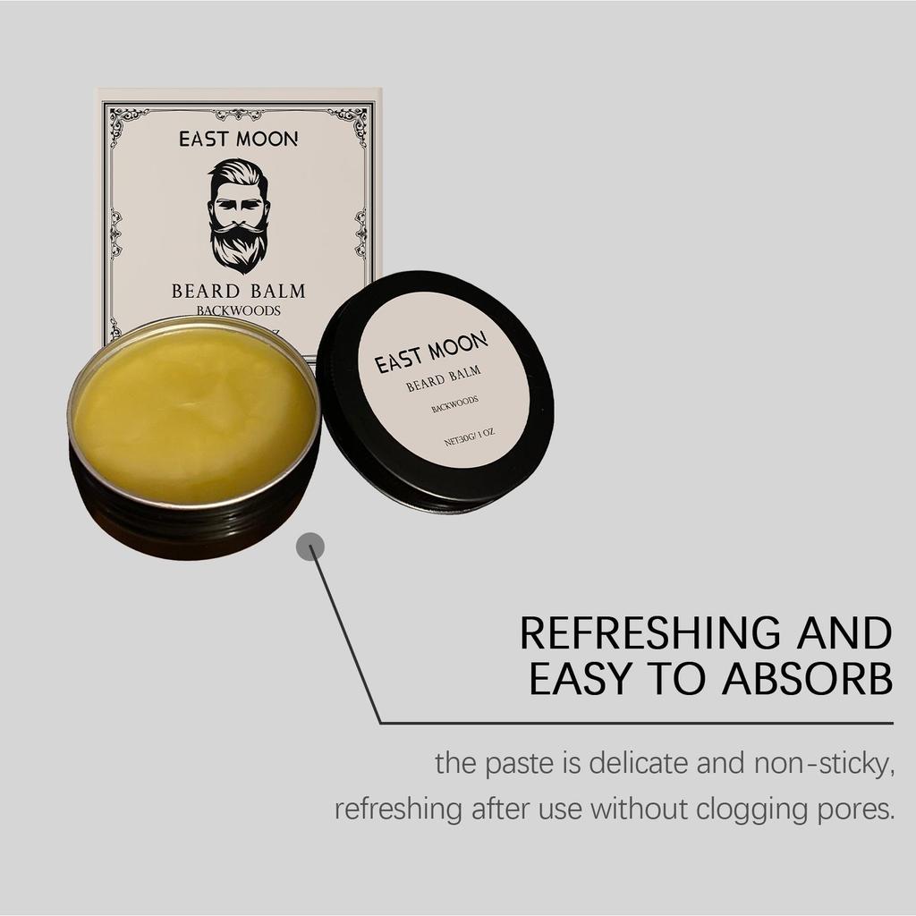 East Moon Men's Shea Butter Beard Balm Moisturizing Smoothing Beard Growth Wax Mustache Cream Facial Hair Care Reduce Frizz