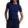 Polo Ralph Lauren Logo Embroidered Round Neck Slim Fit Short Sleeve Knit Top Women Tops Blue WMPOSWENC021234-400